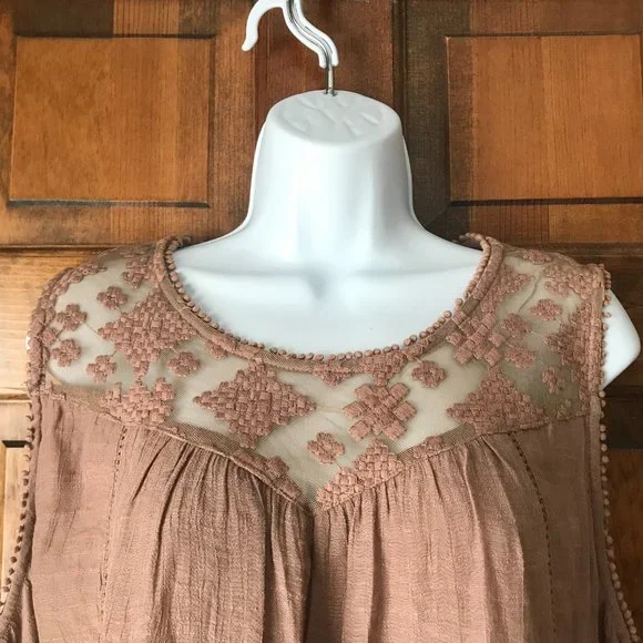 FINAL PRICE - Style & Co Brown Shimmer Sleeveless Tunic w/Illusion Neckline 2X - Picture 3 of 10